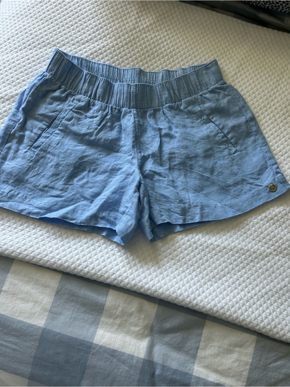 EUC Lilly Pulitzer Lilo Linen Light Blue Women's Pull-On Shorts XS